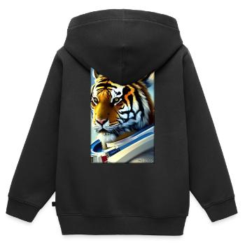 Tiger Big Cat Astronaut Future Sci-Fi Technology - Sweat Premium à capuche zippé enfant bio - noir - Dos - AI Model Kid Male (0cm)