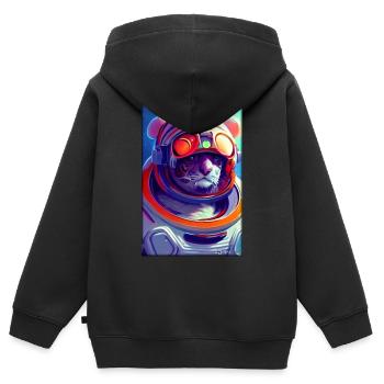 Tiger Big Cat Astronaut Future Sci-Fi Technology - Sweat Premium à capuche zippé enfant bio - noir - Dos - AI Model Kid Male (0cm)