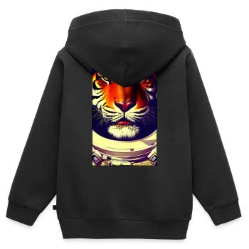 Tiger Big Cat Astronaut Future Sci-Fi Technology - Sweat Premium à capuche zippé enfant bio - noir - Dos - AI Model Kid Male (0cm)