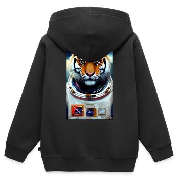 Tiger Big Cat Astronaut Future Sci-Fi Technology - Sweat Premium à capuche zippé enfant bio - noir - Dos - AI Model Kid Male (0cm)