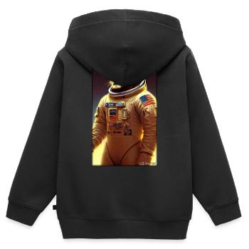 Leo Big Cat Astronaut Future Sci-Fi Technology - Sweat Premium à capuche zippé enfant bio - noir - Dos - AI Model Kid Male (0cm)