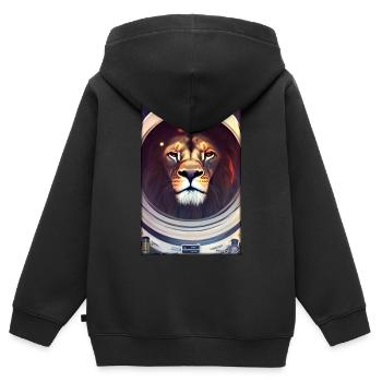 Leo Big Cat Astronaut Future Sci-Fi Technology - Sweat Premium à capuche zippé enfant bio - noir - Dos - AI Model Kid Male (0cm)