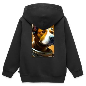 Dog Pet Astronaut Future Sci-Fi Technology - Sweat Premium à capuche zippé enfant bio - noir - Dos - AI Model Kid Male (0cm)