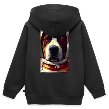 Dog Pet Astronaut Future Sci-Fi Technology - Sweat Premium à capuche zippé enfant bio - noir - Dos - AI Model Kid Male (0cm)