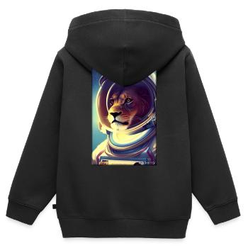Leo Big Cat Astronaut Future Sci-Fi Technology - Sweat Premium à capuche zippé enfant bio - noir - Dos - AI Model Kid Male (0cm)