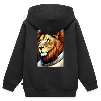 Leo Big Cat Astronaut Future Sci-Fi Technology - Sweat Premium à capuche zippé enfant bio - noir - Dos - AI Model Kid Male (0cm)