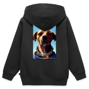 Dog Pet Astronaut Future Sci-Fi Technology - Sweat Premium à capuche zippé enfant bio - noir - Dos - AI Model Kid Male (0cm)