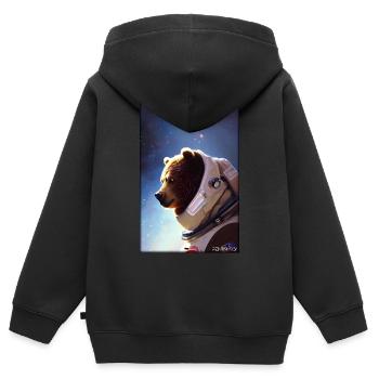 Bear Wildlife Astronaut Future Sci-Fi Technology - Sweat Premium à capuche zippé enfant bio - noir - Dos - AI Model Kid Male (0cm)