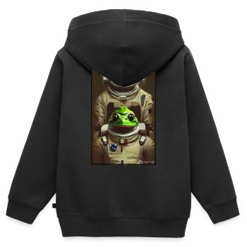 Frog Amphibian Astronaut Future Sci-Fi Technology - Sweat Premium à capuche zippé enfant bio - noir - Dos - AI Model Kid Male (0cm)