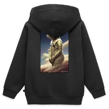 Frog Amphibian Astronaut Future Sci-Fi Technology - Sweat Premium à capuche zippé enfant bio - noir - Dos - AI Model Kid Male (0cm)