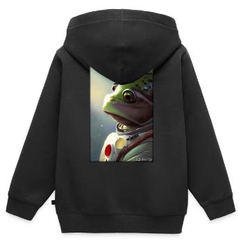 Frog Amphibian Astronaut Future Sci-Fi Technology - Sweat Premium à capuche zippé enfant bio - noir - Dos - AI Model Kid Male (0cm)