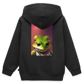 Frog Amphibian Astronaut Future Sci-Fi Technology - Sweat Premium à capuche zippé enfant bio - noir - Dos - AI Model Kid Male (0cm)