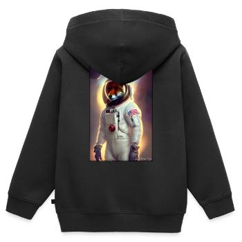 Fox Wildlife Astronaut Future Sci-Fi Technology - Sweat Premium à capuche zippé enfant bio - noir - Dos - AI Model Kid Male (0cm)