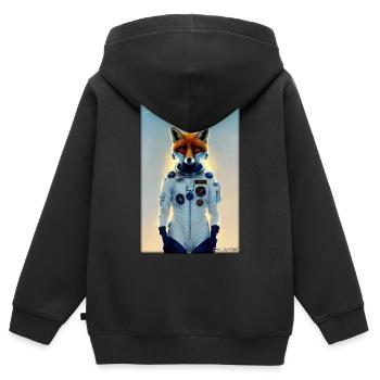 Fox Wildlife Astronaut Future Sci-Fi Technology - Sweat Premium à capuche zippé enfant bio - noir - Dos - AI Model Kid Male (0cm)