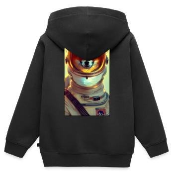 Fox Wildlife Astronaut Future Sci-Fi Technology - Sweat Premium à capuche zippé enfant bio - noir - Dos - AI Model Kid Male (0cm)