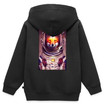 Fox Wildlife Astronaut Future Sci-Fi Technology - Sweat Premium à capuche zippé enfant bio - noir - Dos - AI Model Kid Male (0cm)