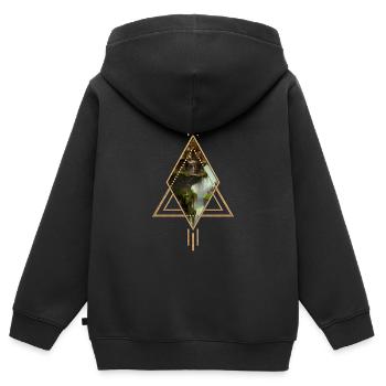 Tolle Stadt auf dem Felsen mit Feen. - Kinder Premium Organic Zip Hoodie - Schwarz - Hinten - AI Model Kid Male (0cm)
