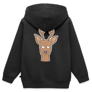 Chevreuil - Sweat Premium à capuche zippé enfant bio - noir - Dos - AI Model Kid Male (0cm)