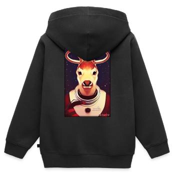 Reindeer Astronaut Future Sci-Fi Technology - Kids Premium Organic Zip-up Hoodie - black - Back - AI Model Kid Male (0cm)