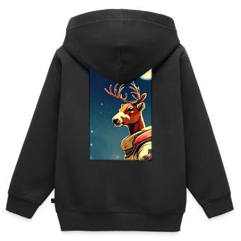 Reindeer Astronaut Future Sci-Fi Technology - Kids Premium Organic Zip-up Hoodie - black - Back - AI Model Kid Male (0cm)
