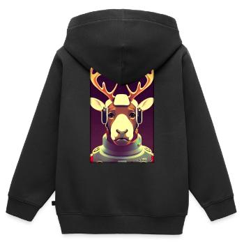 Reindeer Astronaut Future Sci-Fi Technology - Kids Premium Organic Zip-up Hoodie - black - Back - AI Model Kid Male (0cm)