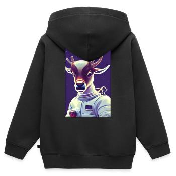 Reindeer Astronaut Future Sci-Fi Technology - Kids Premium Organic Zip-up Hoodie - black - Back - AI Model Kid Male (0cm)