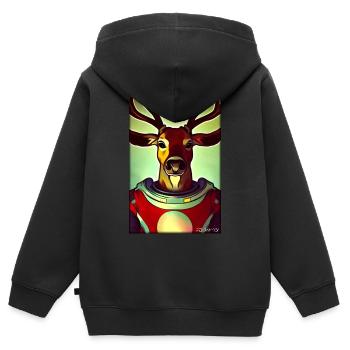 Reindeer Astronaut Future Sci-Fi Technology - Kids Premium Organic Zip-up Hoodie - black - Back - AI Model Kid Male (0cm)