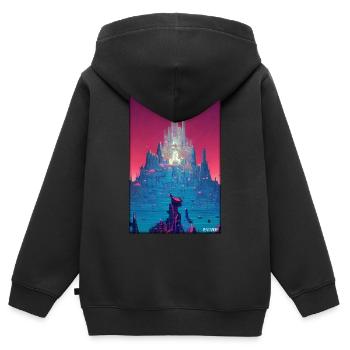 Schloss Burg Festung Architektur Landschaft - Kinder Premium Organic Zip Hoodie - Schwarz - Hinten - AI Model Kid Male (0cm)