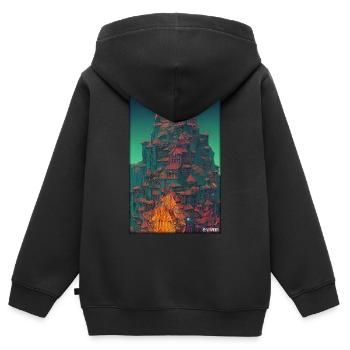 Schloss Burg Festung Architektur Landschaft - Kinder Premium Organic Zip Hoodie - Schwarz - Hinten - AI Model Kid Male (0cm)