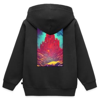 Schloss Burg Festung Architektur Landschaft - Kinder Premium Organic Zip Hoodie - Schwarz - Hinten - AI Model Kid Male (0cm)
