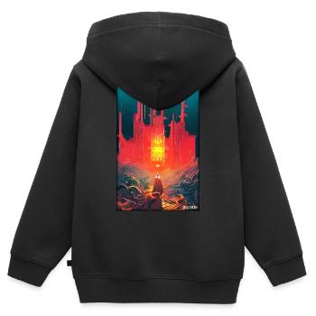 Schloss Burg Festung Architektur Landschaft - Kinder Premium Organic Zip Hoodie - Schwarz - Hinten - AI Model Kid Male (0cm)