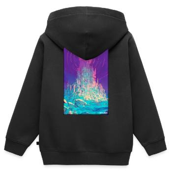 Schloss Burg Festung Architektur Landschaft - Kinder Premium Organic Zip Hoodie - Schwarz - Hinten - AI Model Kid Male (0cm)