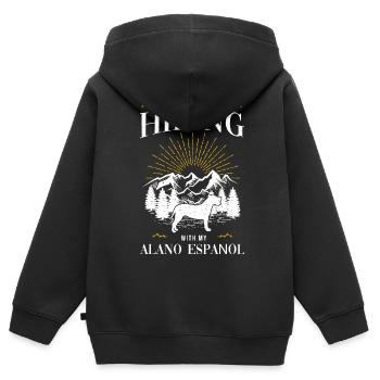 Alano Espanol - Sweat Premium à capuche zippé enfant bio - noir - Dos - AI Model Kid Male (0cm)