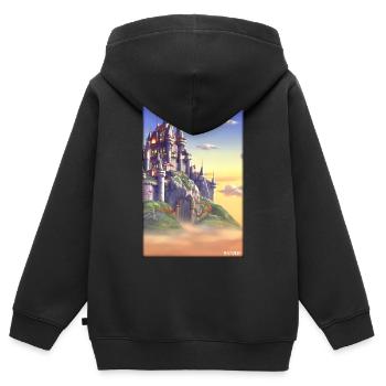 Schloss Burg Festung Architektur Landschaft - Kinder Premium Organic Zip Hoodie - Schwarz - Hinten - AI Model Kid Male (0cm)