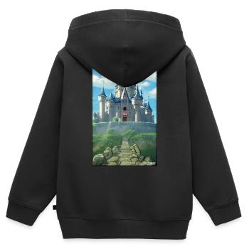 Schloss Burg Festung Architektur Landschaft - Kinder Premium Organic Zip Hoodie - Schwarz - Hinten - AI Model Kid Male (0cm)