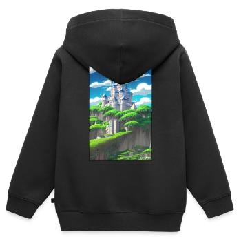 Schloss Burg Festung Architektur Landschaft - Kinder Premium Organic Zip Hoodie - Schwarz - Hinten - AI Model Kid Male (0cm)