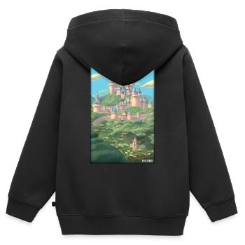 Schloss Burg Festung Architektur Landschaft - Kinder Premium Organic Zip Hoodie - Schwarz - Hinten - AI Model Kid Male (0cm)