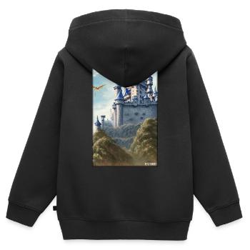 Schloss Burg Festung Architektur Landschaft - Kinder Premium Organic Zip Hoodie - Schwarz - Hinten - AI Model Kid Male (0cm)