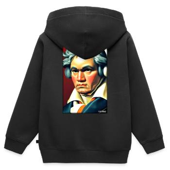 Ludwig van Beethoven DJ Kopfhörer Musik Party - Kinder Premium Organic Zip Hoodie - Schwarz - Hinten - AI Model Kid Male (0cm)