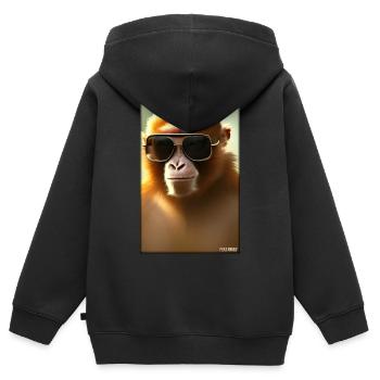 Monkey Sunglasses Wildlife Monkey Head Wildlife Zoo - Kids Premium Organic Zip-up Hoodie - black - Back - AI Model Kid Male (0cm)
