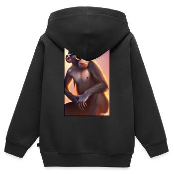 Monkey Sunglasses Wildlife Monkey Head Wildlife Zoo - Kids Premium Organic Zip-up Hoodie - black - Back - AI Model Kid Male (0cm)