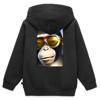 Monkey Sunglasses Wildlife Monkey Head Wildlife Zoo - Kids Premium Organic Zip-up Hoodie - black - Back - AI Model Kid Male (0cm)