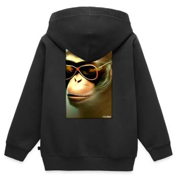 Monkey Sunglasses Wildlife Monkey Head Wildlife Zoo - Kids Premium Organic Zip-up Hoodie - black - Back - AI Model Kid Male (0cm)