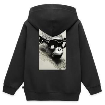 Monkey Sunglasses Wildlife Monkey Head Wildlife Zoo - Kids Premium Organic Zip-up Hoodie - black - Back - AI Model Kid Male (0cm)