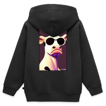 Kuh Sonnenbrille Tierwelt Bauernhof Milchkuh - Kinder Premium Organic Zip Hoodie - Schwarz - Hinten - AI Model Kid Male (0cm)