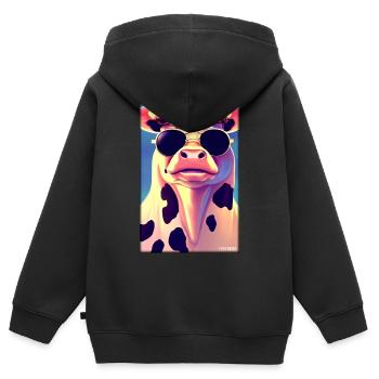 Kuh Sonnenbrille Tierwelt Bauernhof Milchkuh - Kinder Premium Organic Zip Hoodie - Schwarz - Hinten - AI Model Kid Male (0cm)