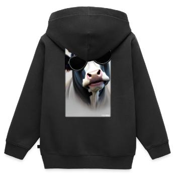 Kuh Sonnenbrille Tierwelt Bauernhof Milchkuh - Kinder Premium Organic Zip Hoodie - Schwarz - Hinten - AI Model Kid Male (0cm)