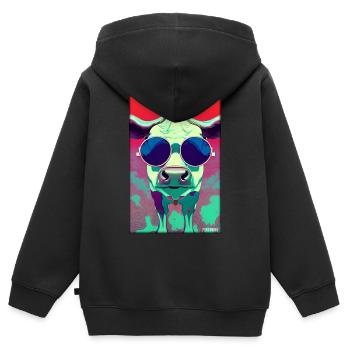 Kuh Sonnenbrille Tierwelt Bauernhof Milchkuh - Kinder Premium Organic Zip Hoodie - Schwarz - Hinten - AI Model Kid Male (0cm)