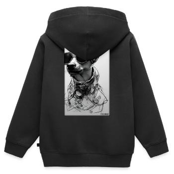Hund Hunde Sonnenbrille Tierwelt Tiere Haustier - Kinder Premium Organic Zip Hoodie - Schwarz - Hinten - AI Model Kid Male (0cm)