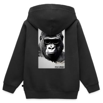 Gorilla Sunglasses Wildlife Forest Animals Wildlife - Kids Premium Organic Zip-up Hoodie - black - Back - AI Model Kid Male (0cm)